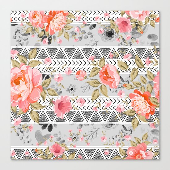Pattern flowers with triangular shapes Canvas Print