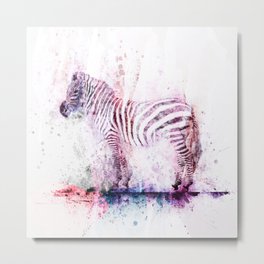 Watercolor Wash Zebra Metal Print