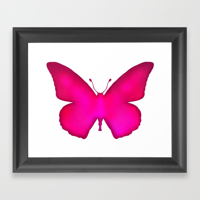 Neon Pink Ombre Butterfly Silhouette  Framed Art Print