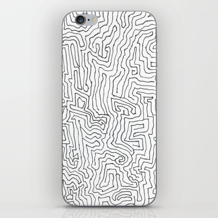 Maze black on white iPhone Skin