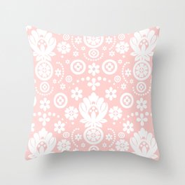 Floral Eyelet Lace Pattern Pink Throw Pillow