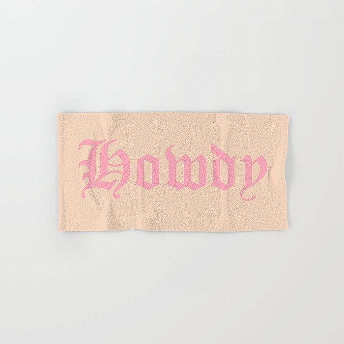 Old English Howdy Pink and White Hand & Bath Towel