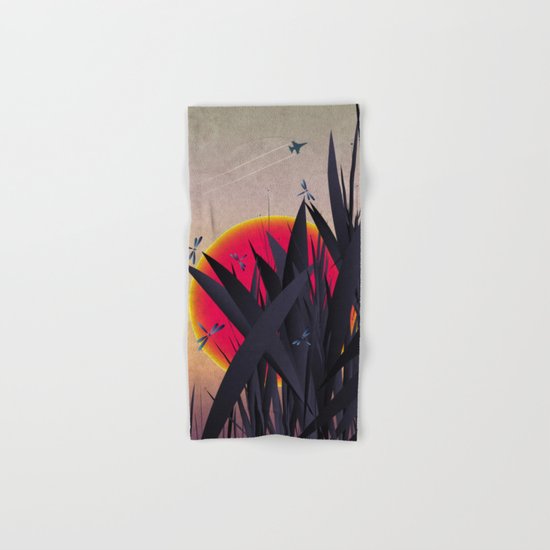 Red Heat with Dragonflies Hand & Bath Towel