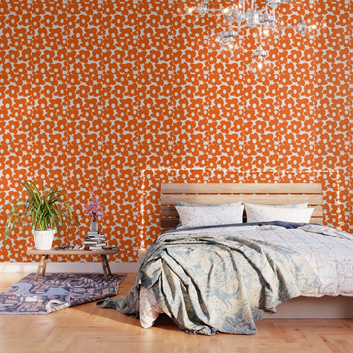 Orange Retro Flowers White Background Decor Society6 Buyart