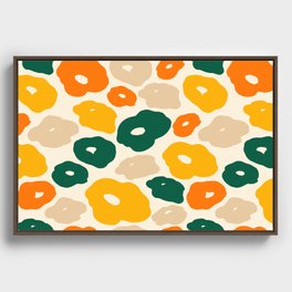 Orange & Green Boho Flower Pattern Framed Canvas