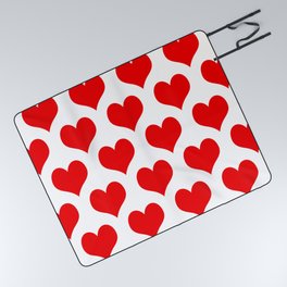 Holidaze Love Hearts Red Picnic Blanket