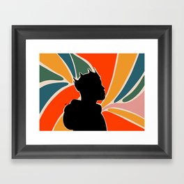 Black portrait king of the world with colored background  Framed Art Print