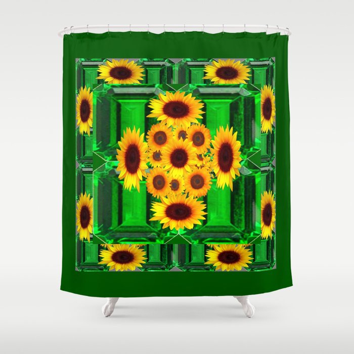 SPRING GREEN YELLOW FLOWERS  ART DECORATIVE  DESIGN Shower Curtain