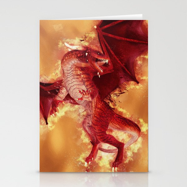 Red Dragon Stationery Cards By Illupicatart