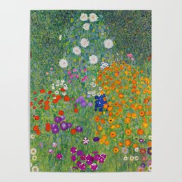 Gustav Klimt Flower Garden Floral Art Nouveau Poster