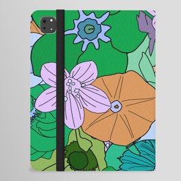70s Flower Inferno / Green Orange / Retro Floral Pattern / Seventies vibe / Beautiful  iPad Folio Case