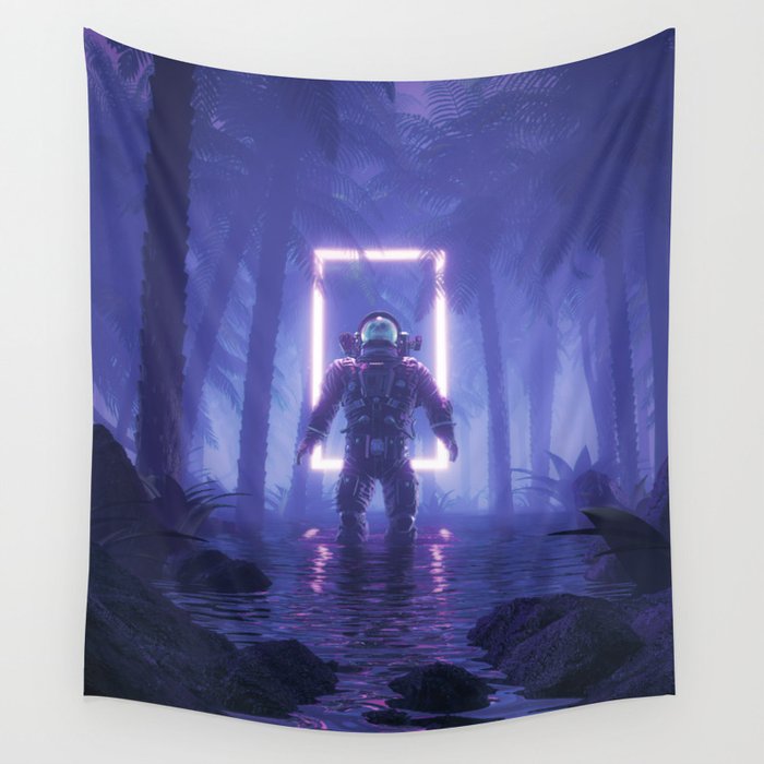 Lost In The Neon Jungle Wall Tapestry