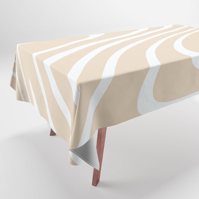Abstract Earthy Boho Beige White Tablecloth