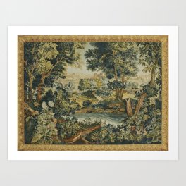 Antique 18th Century Verdure French Aubusson Tapestry Art Print