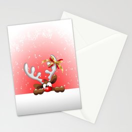 Funny Christmas Reindeer Cartoon Stationery Cards
