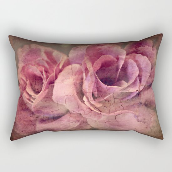 Vintage Roses - Deep Pink Rectangular Pillow