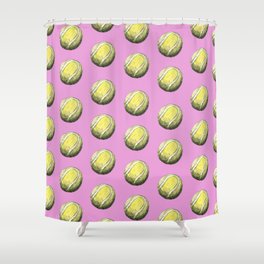 Pink Tennis Ball Pattern Shower Curtain