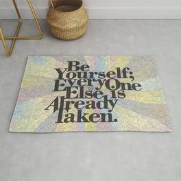 Be Yourself Rug | Quote, Typography, Illustration, Oscar, Colorful, Digital, Fonts, Motivational, Soft, Fun 