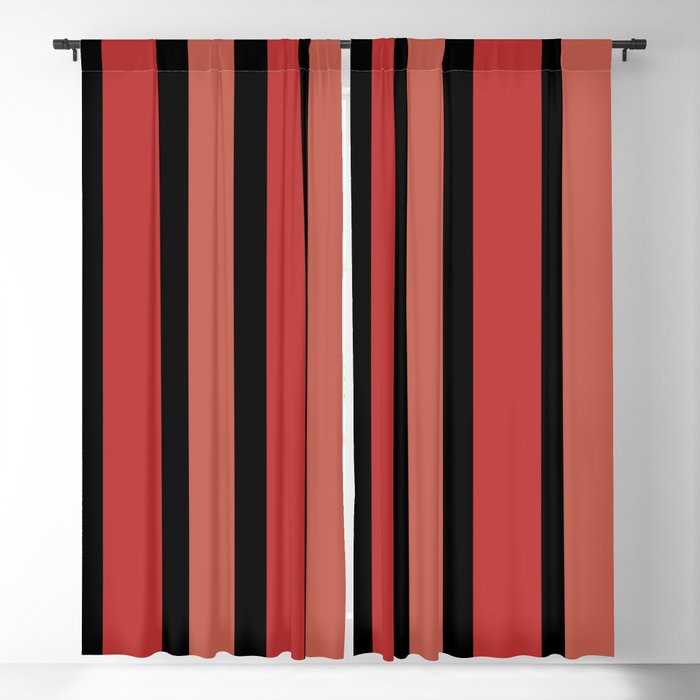 Elegant Stripes Black + Red Blackout Curtain