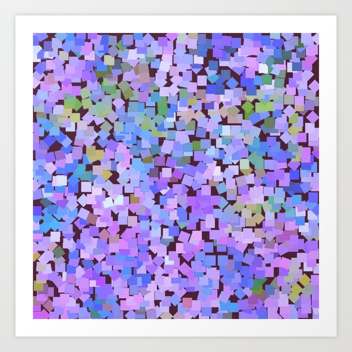 Squares Confetti Rainbow Mosaic Lavender Blue Art Print