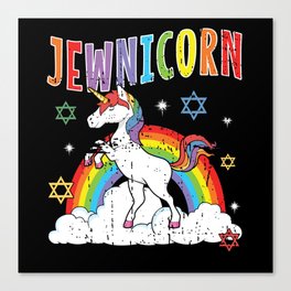 Rainbow Unicorn Cute Jew Menorah Happy Hanukkah Canvas Print