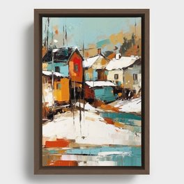 Norwegian Houses Framed Canvas