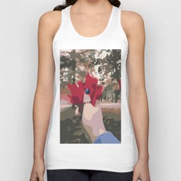 Autumn red leaves bouquet in hand with a ring Tank Top