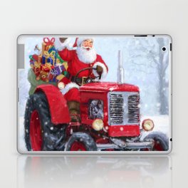 Santa driving his tractor Laptop Skin