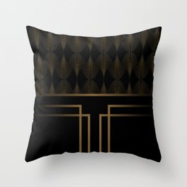 Art Deco Gold/Black Pattern Throw Pillow
