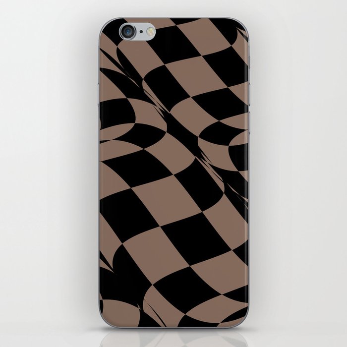 Black and Brown Distorted Checkerboard Pattern Pairs DE 2022 Trending Color Wandering Road DE6076 iPhone Skin