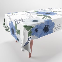 Blue Flowers Pattern Tablecloth