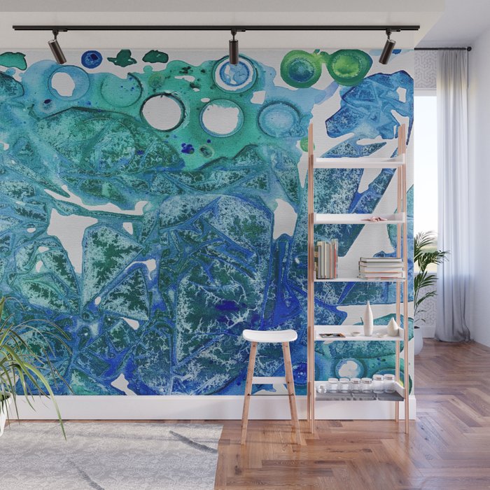 Sea Leaves, Environmental Love of the Ocean Blue Wall Mural