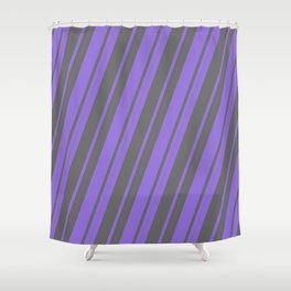 [ Thumbnail: Purple and Dim Grey Colored Pattern of Stripes Shower Curtain ]