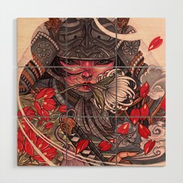 Female Samurai Warrior Wood Wall Art