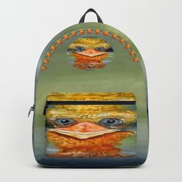 Petey Backpack | Chicken, Eyes, Adorable, Funny, Yellow, Petey, Digital, Acrylic, Birdbrain, Painting 