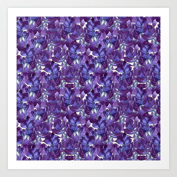 Botanical Purple Violet Pattern Art Print