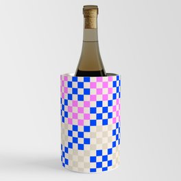 Bonbon Pink + French Blue Checkered Tiles Wine Chiller