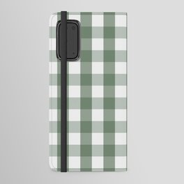 Gingham Plaid Pattern (sage green/white) Android Wallet Case