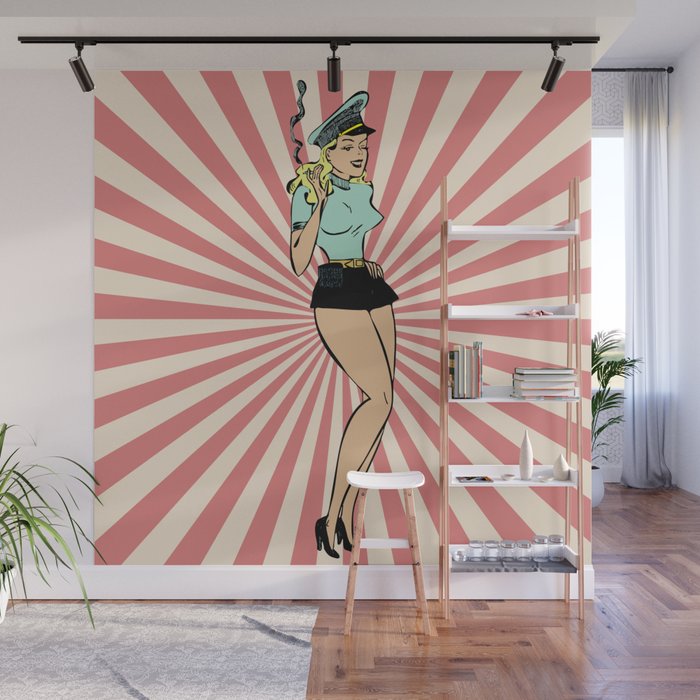 Vintage Marine Pin Up Girl Wall Mural