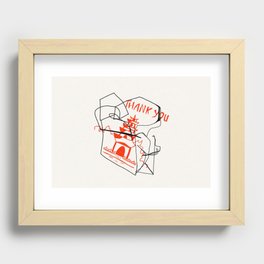 Chinese Food Takeout - Contour Line Drawing Recessed Framed Print