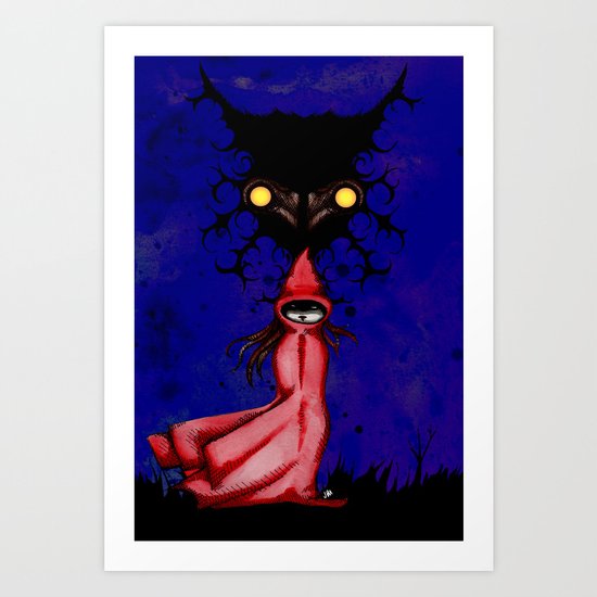 Little Red Riding Hood Watercolor/Pen&ink/Acrylic Art Print