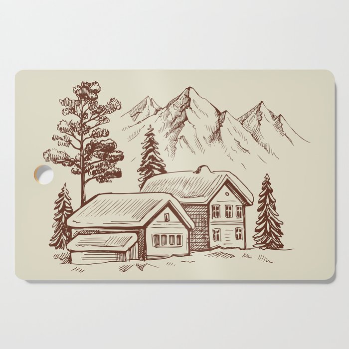 Wood Cabin In Winter Landscape Cutting Board By Aptine Society6