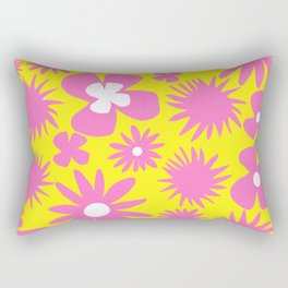 Retro Pop Art Flowers Pink and Yellow Rectangular Pillow