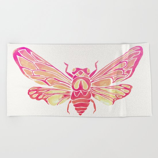 Summer Cicada – Pink Palette Beach Towel