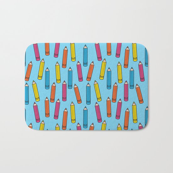 Pencil Party Blue Bath Mat