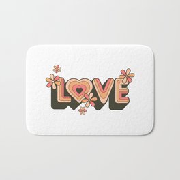 Love Retro flowers and heart design Bath Mat