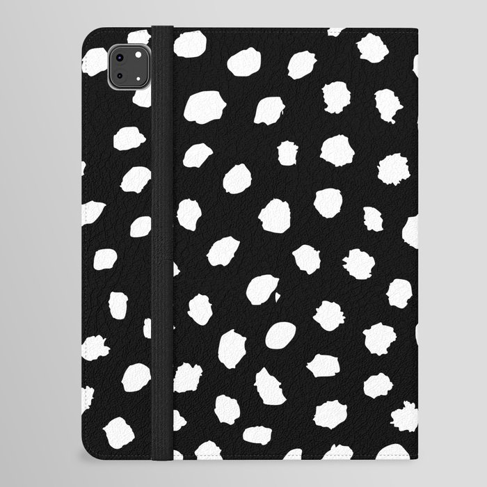 Black and White Brushstroke Dots iPad Folio Case