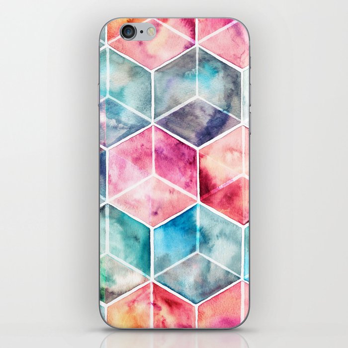 Translucent Watercolor Hexagon Cubes iPhone Skin