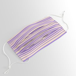 [ Thumbnail: Bisque & Purple Colored Lines/Stripes Pattern Face Mask ]