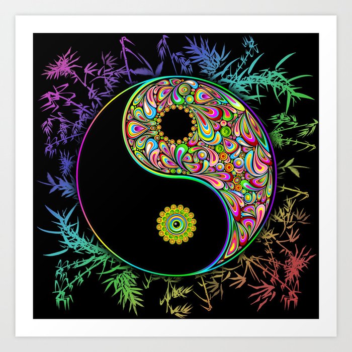 Yin Yang Bamboo Psychedelic Art Print by BluedarkArt | Society6